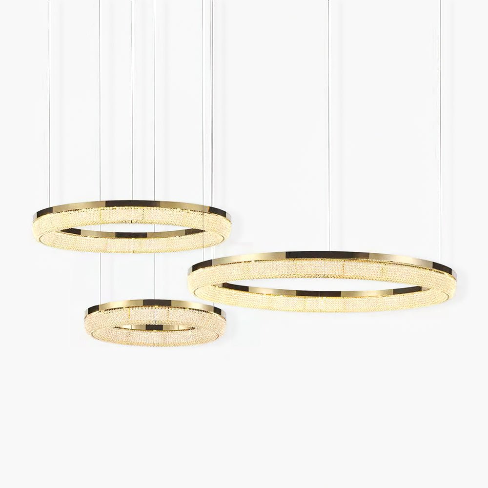 Lustra Chandelier Rond en Anneau Cristal Doré LED - Neutralighting
