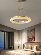 Lustra Chandelier Rond en Anneau Cristal Doré LED - Neutralighting
