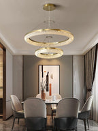 Lustra Chandelier Rond en Anneau Cristal Doré LED - Neutralighting