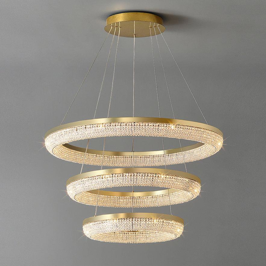 Lustra Chandelier Rond en Anneau Cristal Doré LED - Neutralighting