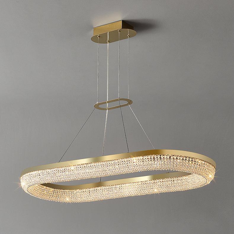 Lustra Chandelier Rond en Anneau Cristal Doré LED - Neutralighting