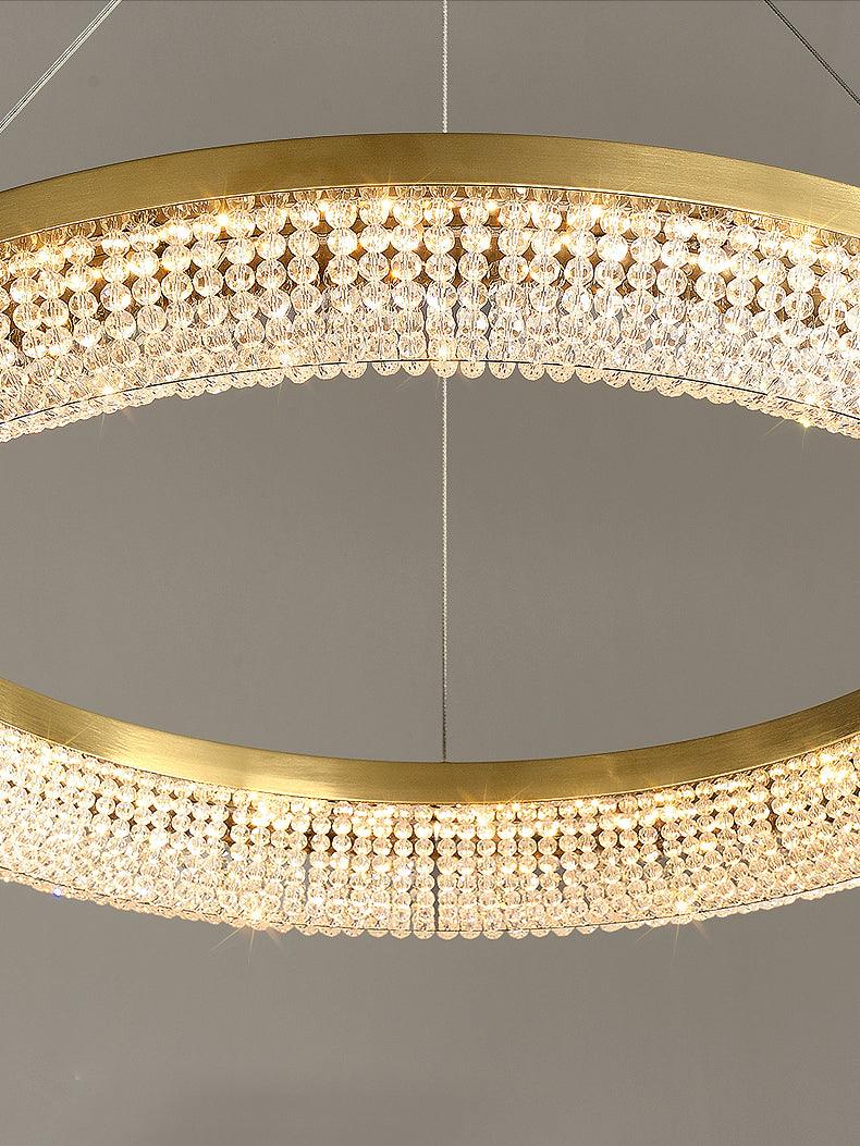 Lustra Chandelier Rond en Anneau Cristal Doré LED - Neutralighting