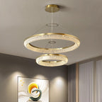 Lustra Chandelier Rond en Anneau Cristal Doré LED - Neutralighting