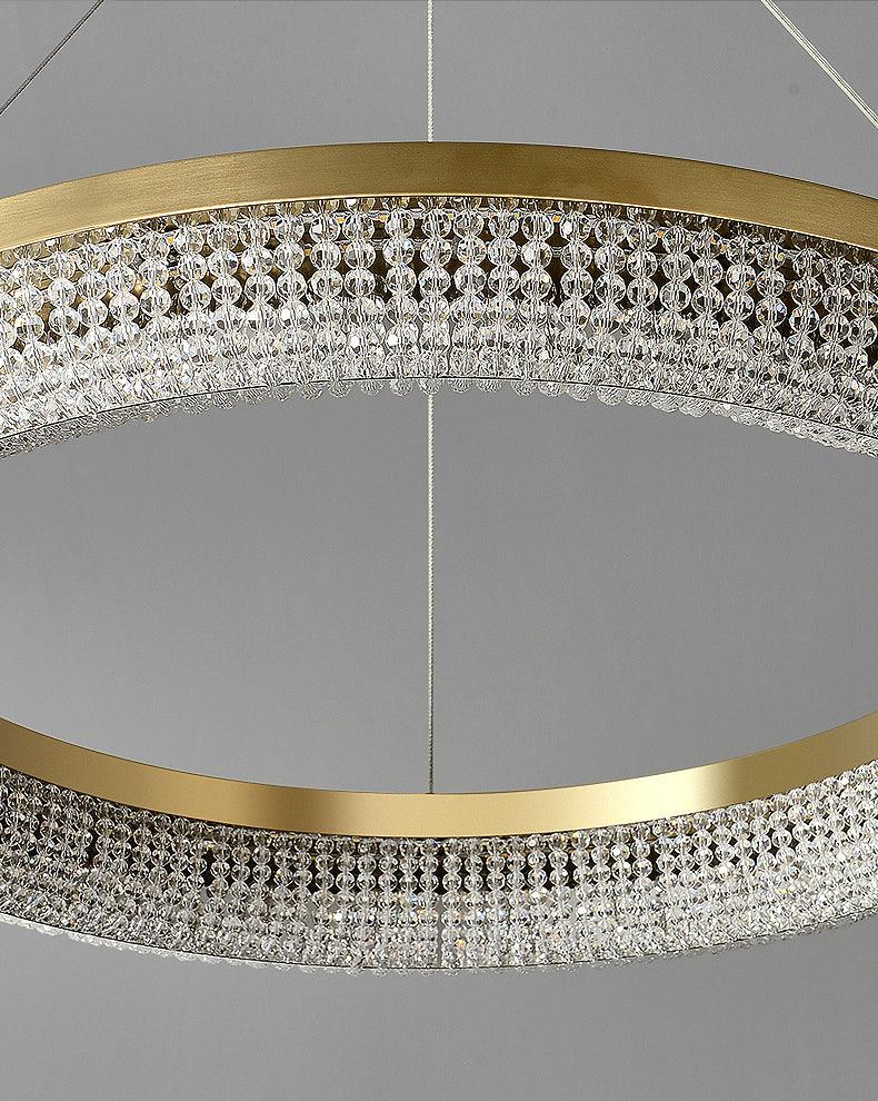 Lustra Chandelier Rond en Anneau Cristal Doré LED - Neutralighting
