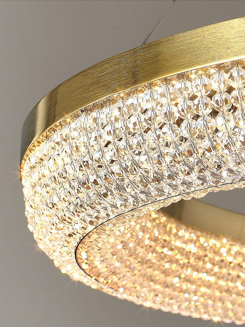 Lustra Chandelier Rond en Anneau Cristal Doré LED - Neutralighting