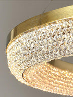 Lustra Chandelier Rond en Anneau Cristal Doré LED - Neutralighting