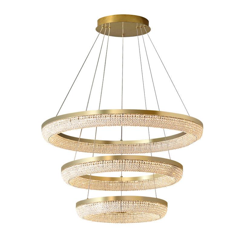 Lustra Chandelier Rond en Anneau Cristal Doré LED - Neutralighting