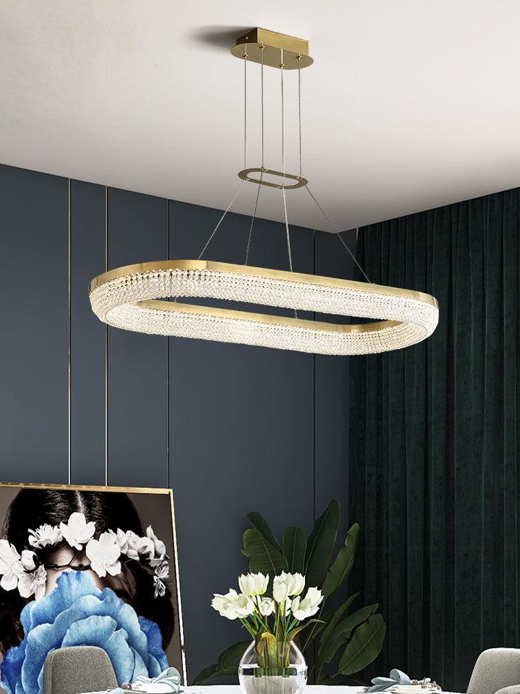 Lustra Chandelier Rond en Anneau Cristal Doré LED - Neutralighting