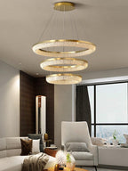Lustra Chandelier Rond en Anneau Cristal Doré LED - Neutralighting