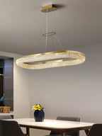 Lustra Chandelier Rond en Anneau Cristal Doré LED - Neutralighting