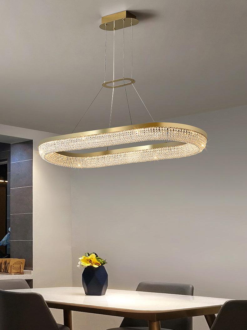 Lustra Chandelier Rond en Anneau Cristal Doré LED - Neutralighting