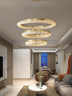 Lustra Chandelier Rond en Anneau Cristal Doré LED - Neutralighting