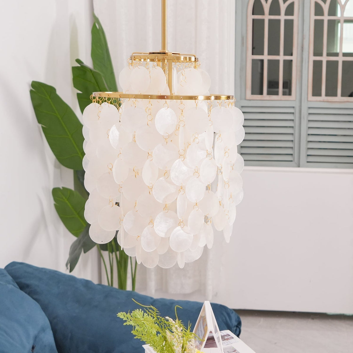 Lustra Suspension Lampe Anneau Rond en Coquillage - Neutralighting