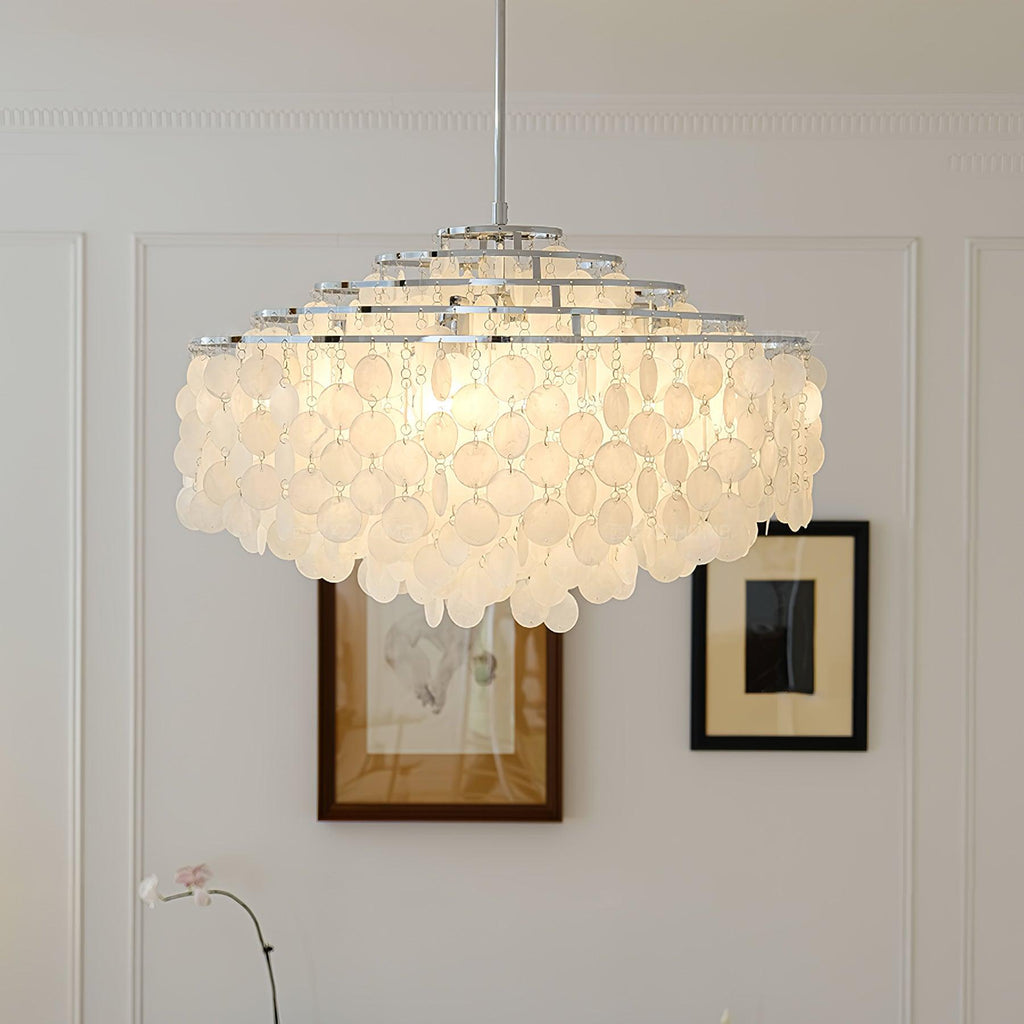 Lustra Suspension Lampe Coquillage Rond en Chrome - Neutralighting