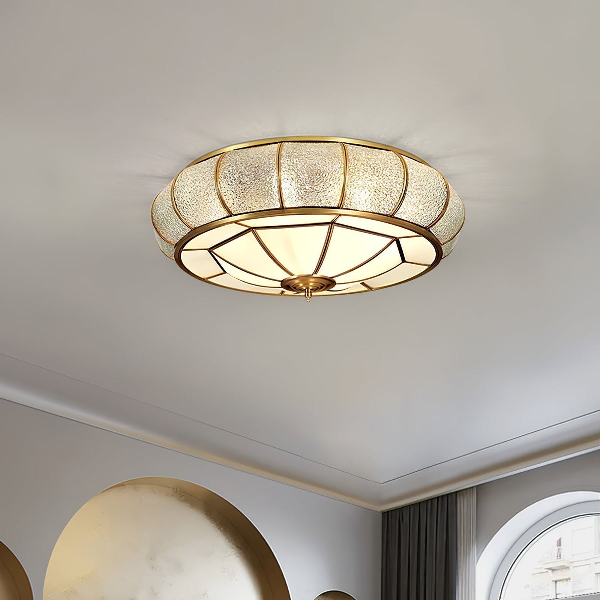 Zothaus Traditional Round Textured Glass Ceiling Light - Neutralighting