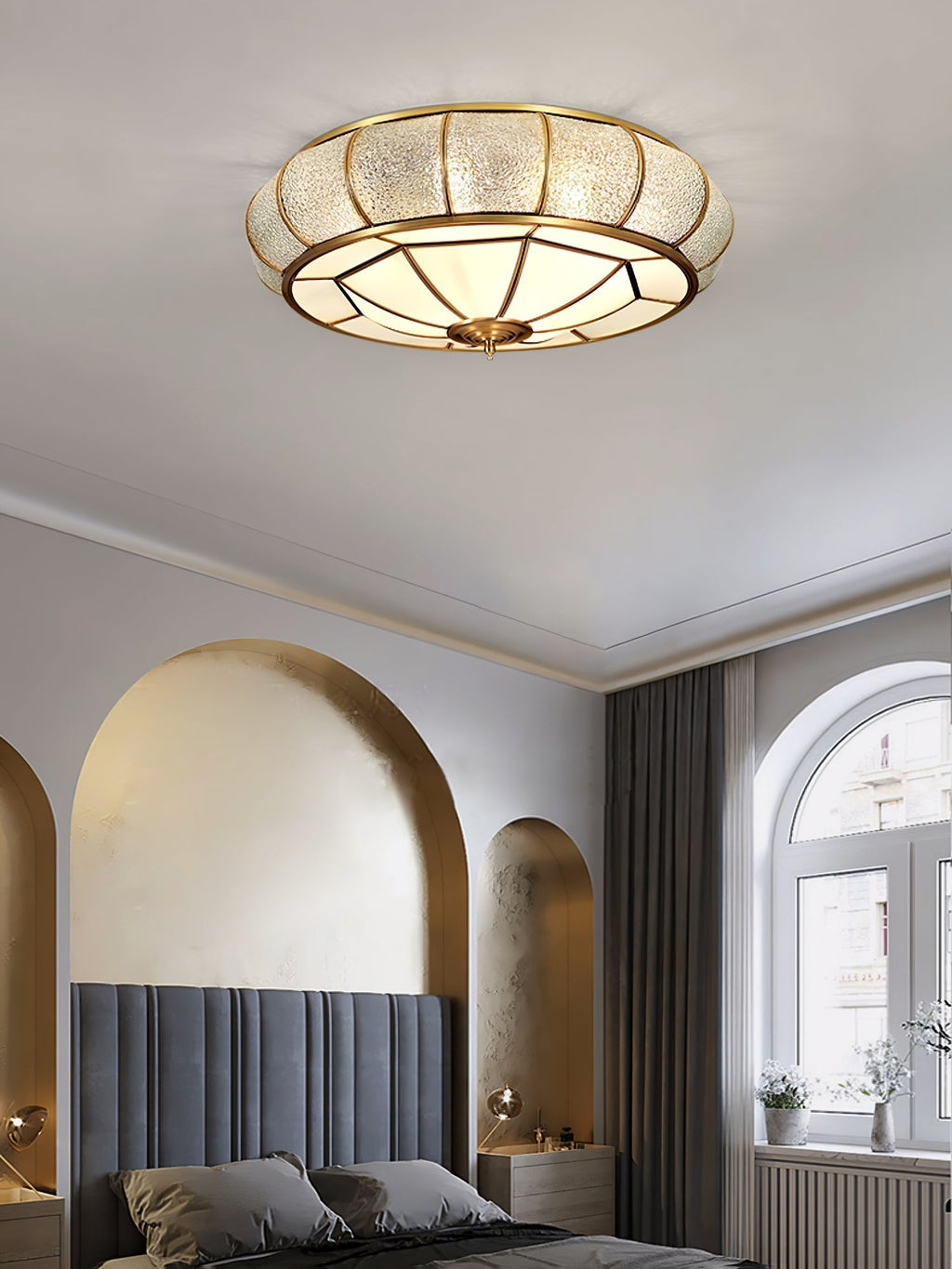 Zothaus Traditional Round Textured Glass Ceiling Light - Neutralighting