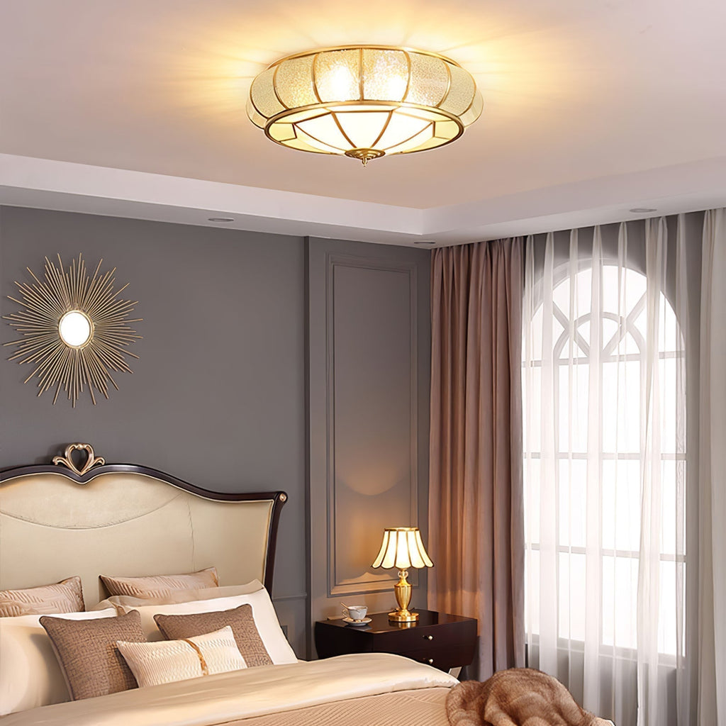 Zothaus Traditional Round Textured Glass Ceiling Light - Neutralighting
