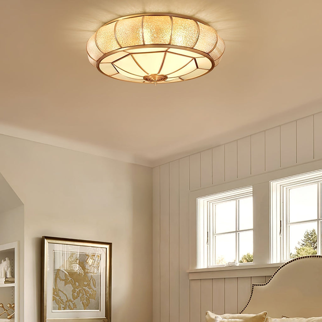 Zothaus Traditional Round Textured Glass Ceiling Light - Neutralighting