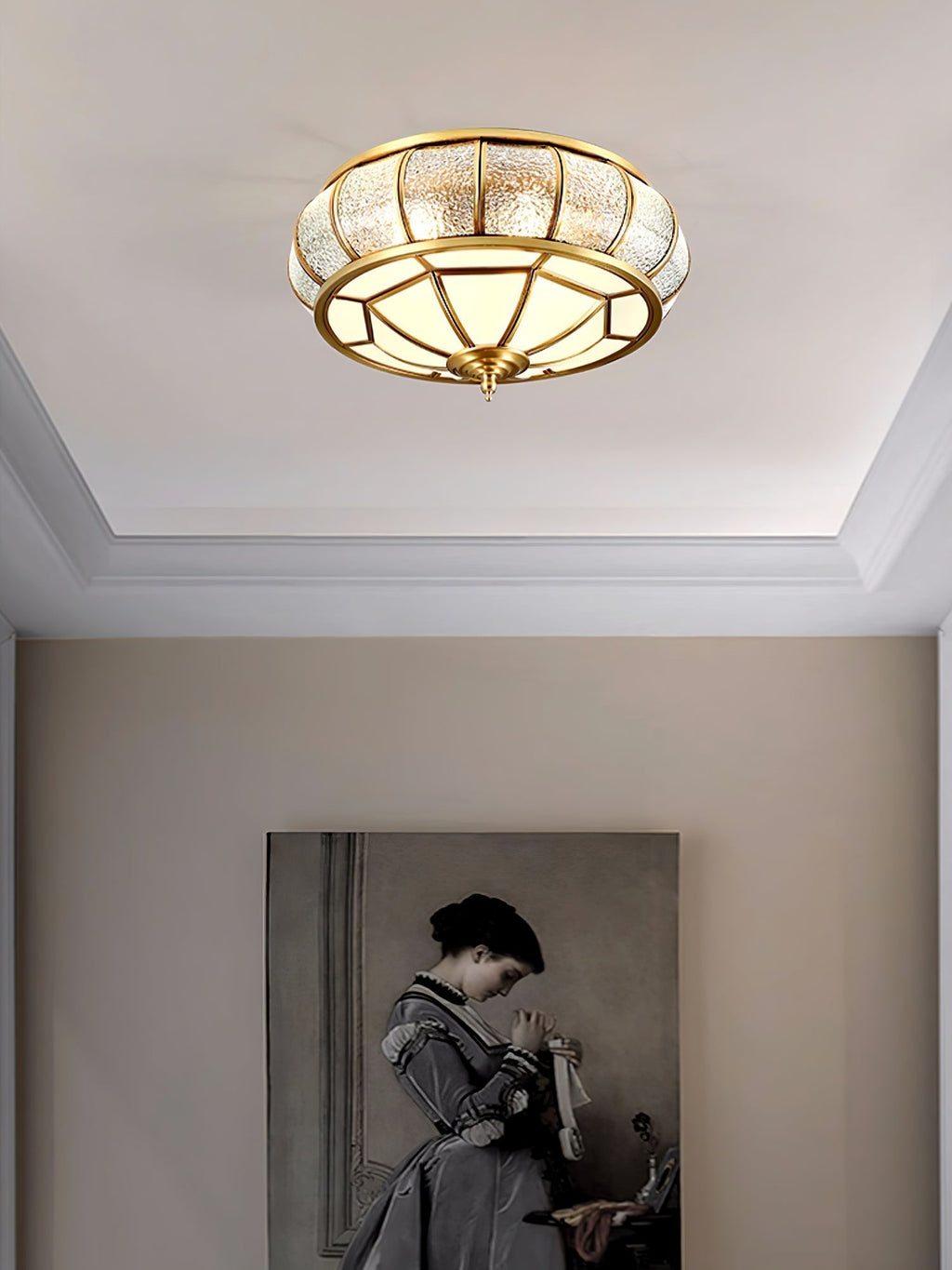 Zothaus Traditional Round Textured Glass Ceiling Light - Neutralighting