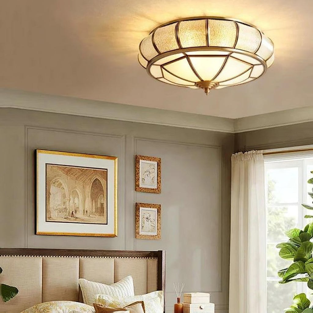 Zothaus Traditional Round Textured Glass Ceiling Light - Neutralighting