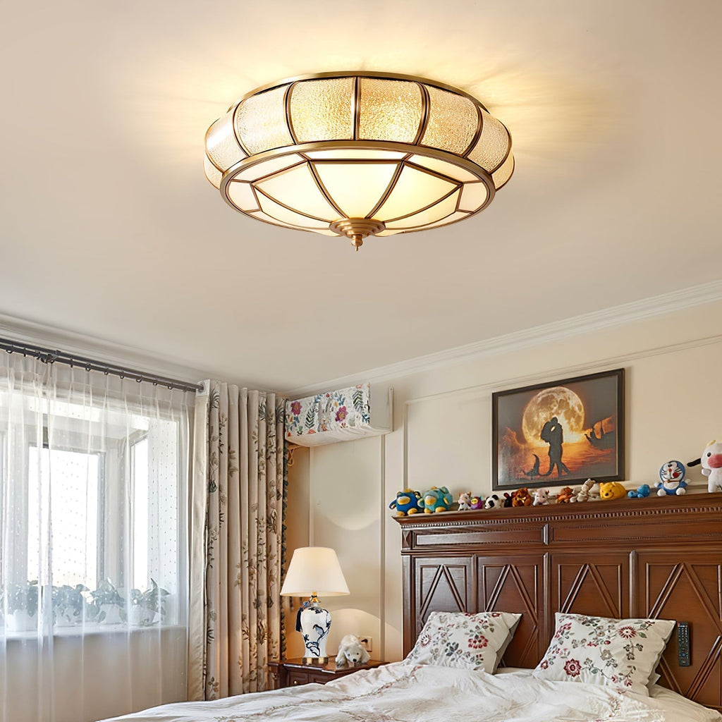 Zothaus Traditional Round Textured Glass Ceiling Light - Neutralighting