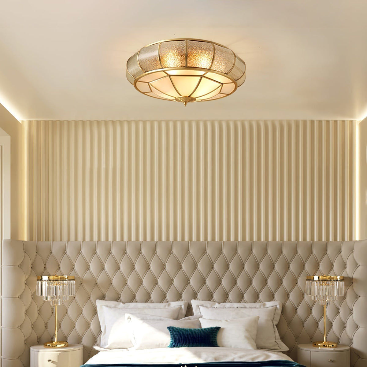 Zothaus Traditional Round Textured Glass Ceiling Light - Neutralighting