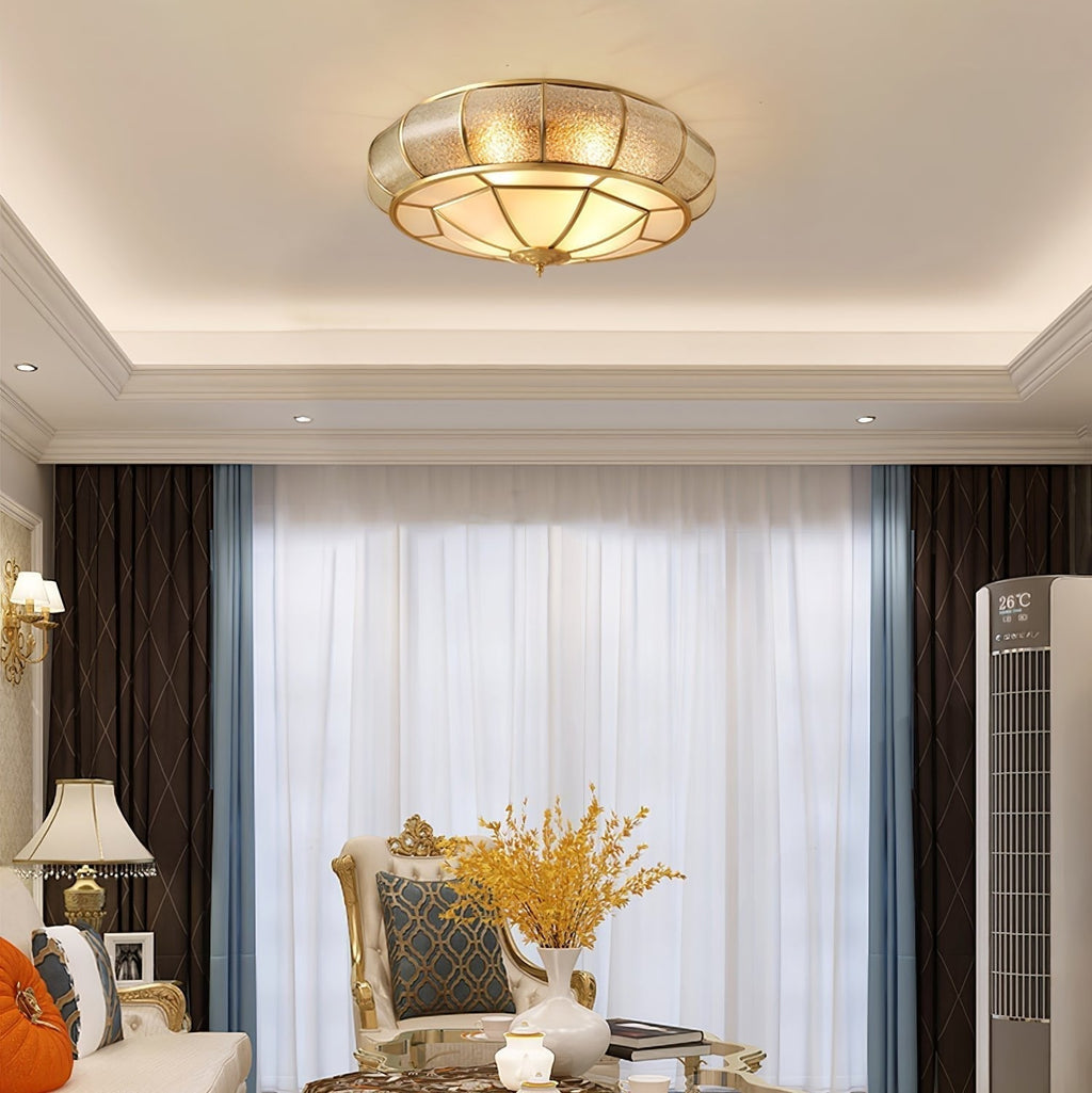 Zothaus Traditional Round Textured Glass Ceiling Light - Neutralighting
