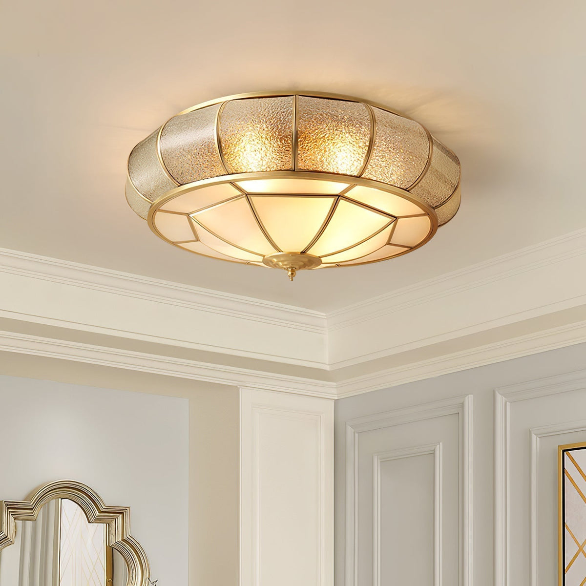 Zothaus Traditional Round Textured Glass Ceiling Light - Neutralighting