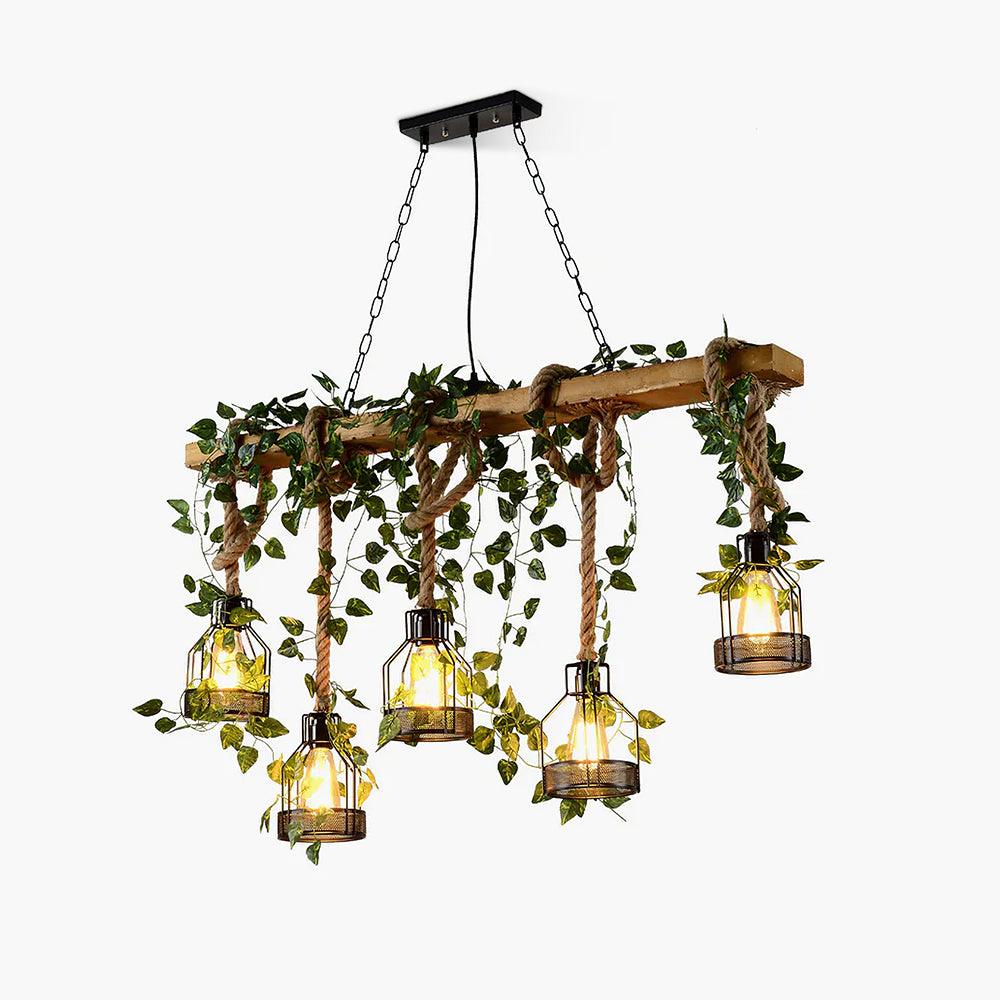 Lustra Chandelier Rustique Poutre Corde Cage Confortable - Neutralighting
