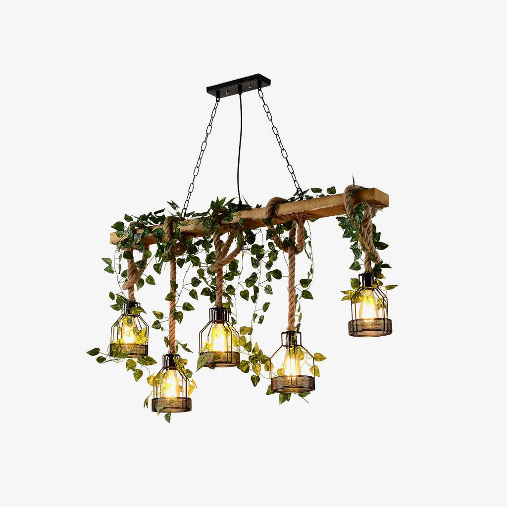 Lustra Chandelier Rustique Poutre Corde Cage Confortable - Neutralighting