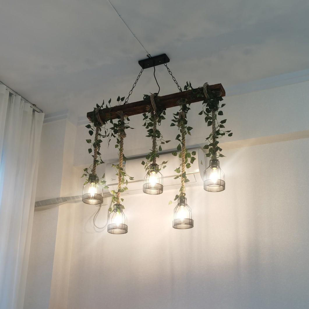 Lustra Chandelier Rustique Poutre Corde Cage Confortable - Neutralighting