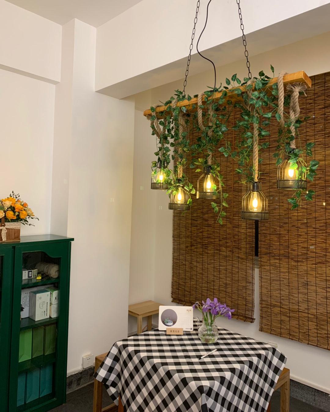 Lustra Chandelier Rustique Poutre Corde Cage Confortable - Neutralighting