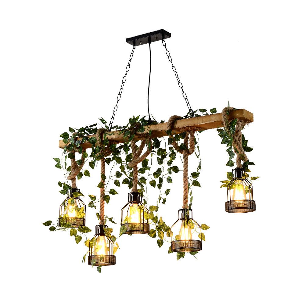 Lustra Chandelier Rustique Poutre Corde Cage Confortable - Neutralighting
