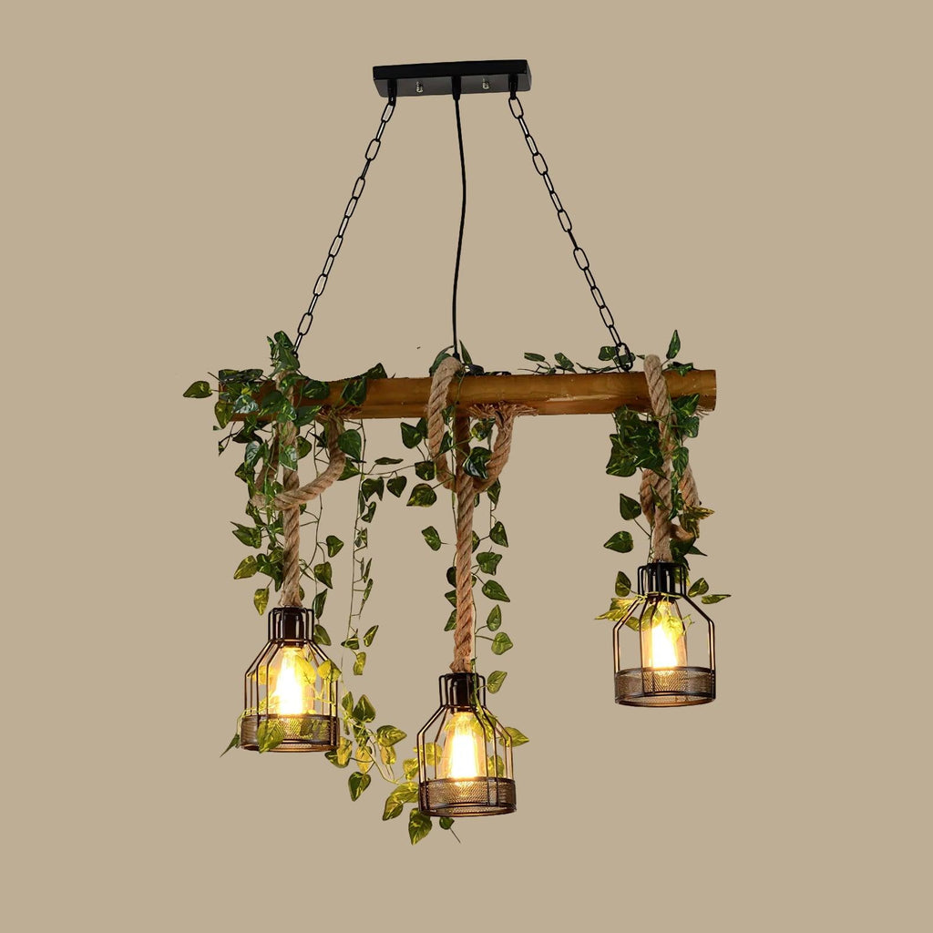 Lustra Chandelier Rustique Poutre Corde Cage Confortable - Neutralighting