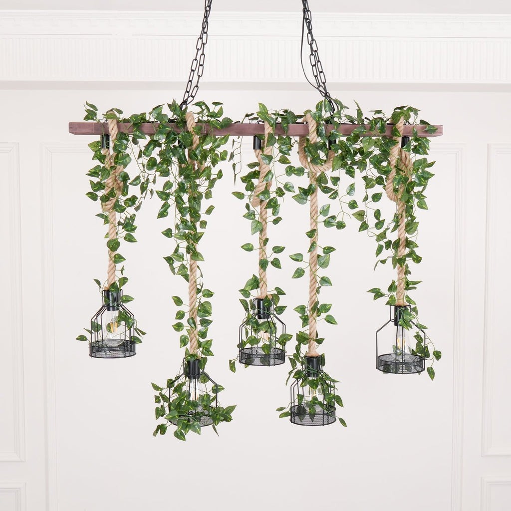 Lustra Chandelier Rustique Poutre Corde Cage Confortable - Neutralighting