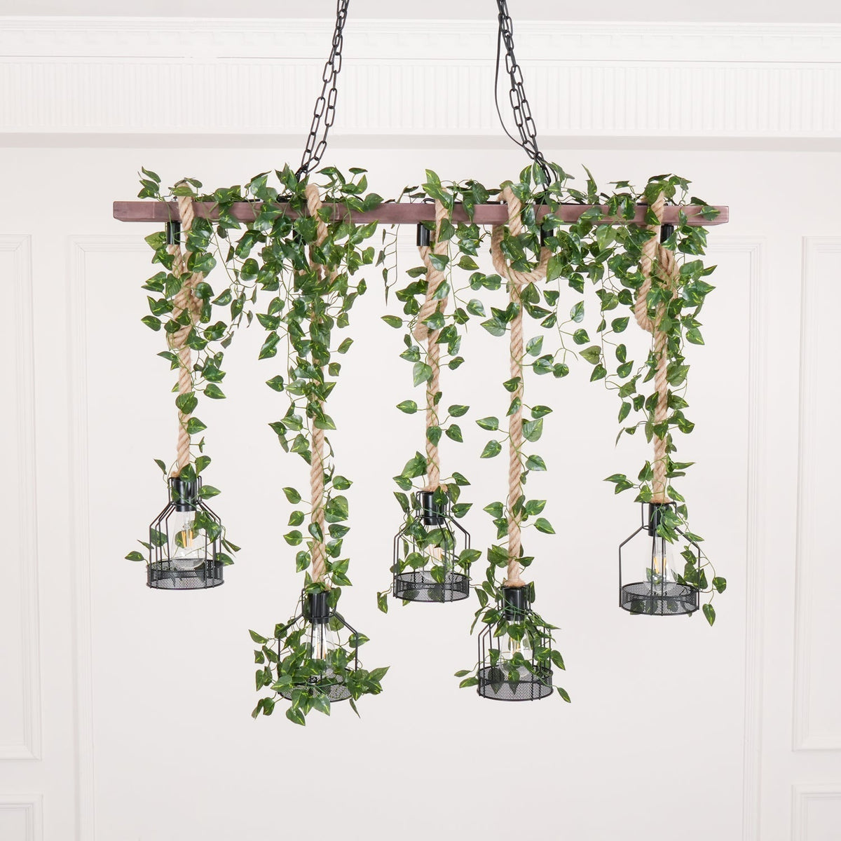 Lustra Chandelier Rustique Poutre Corde Cage Confortable - Neutralighting