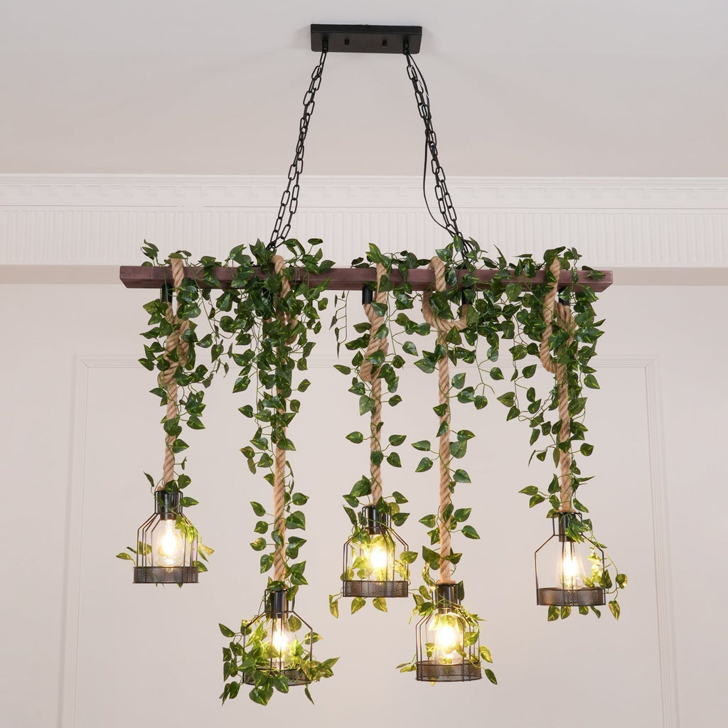 Lustra Chandelier Rustique Poutre Corde Cage Confortable - Neutralighting