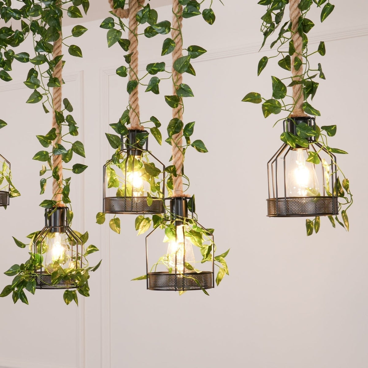 Lustra Chandelier Rustique Poutre Corde Cage Confortable - Neutralighting