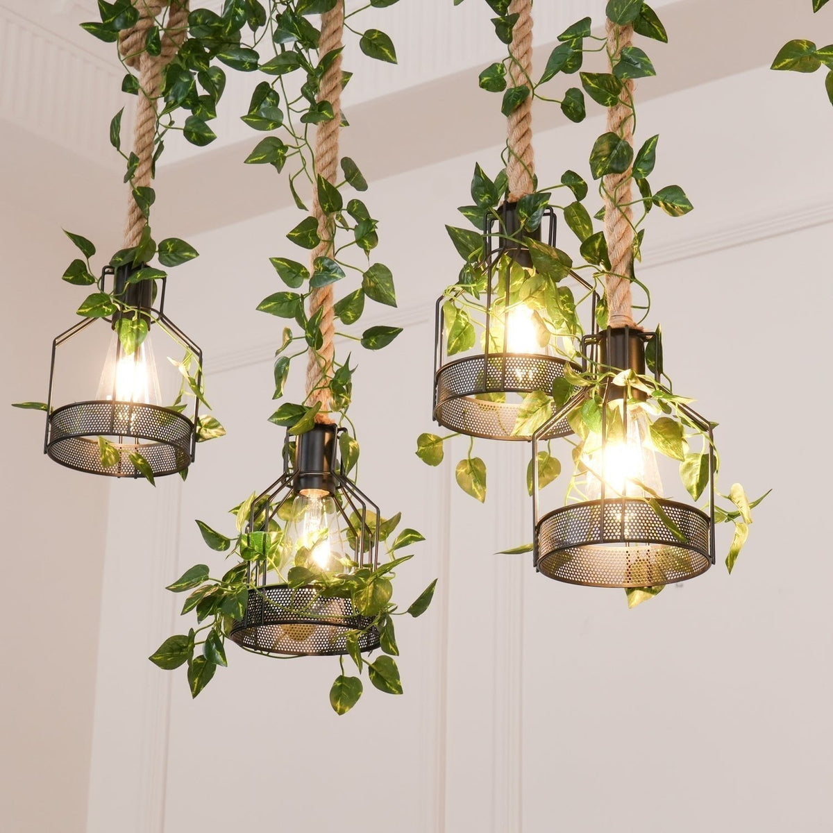 Lustra Chandelier Rustique Poutre Corde Cage Confortable - Neutralighting