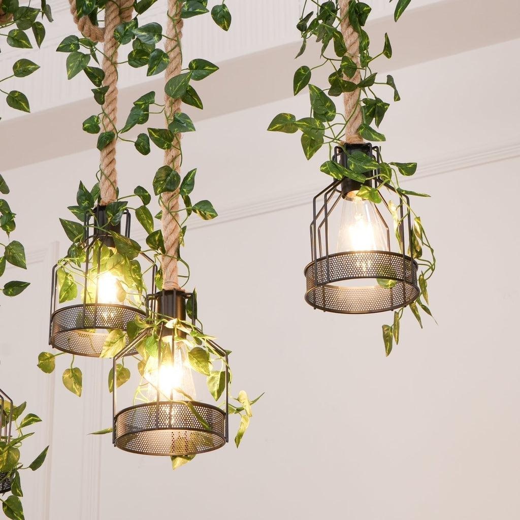 Lustra Chandelier Rustique Poutre Corde Cage Confortable - Neutralighting