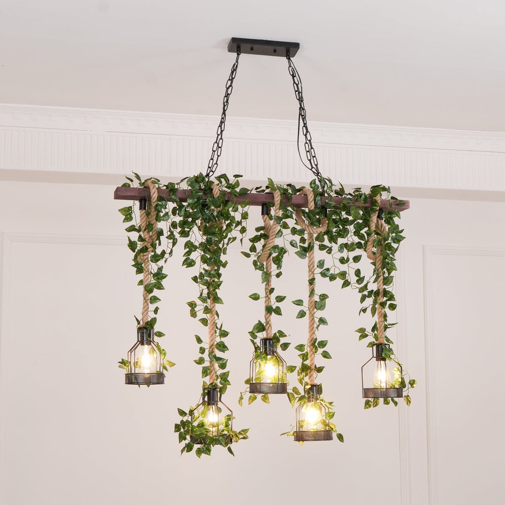 Lustra Chandelier Rustique Poutre Corde Cage Confortable - Neutralighting