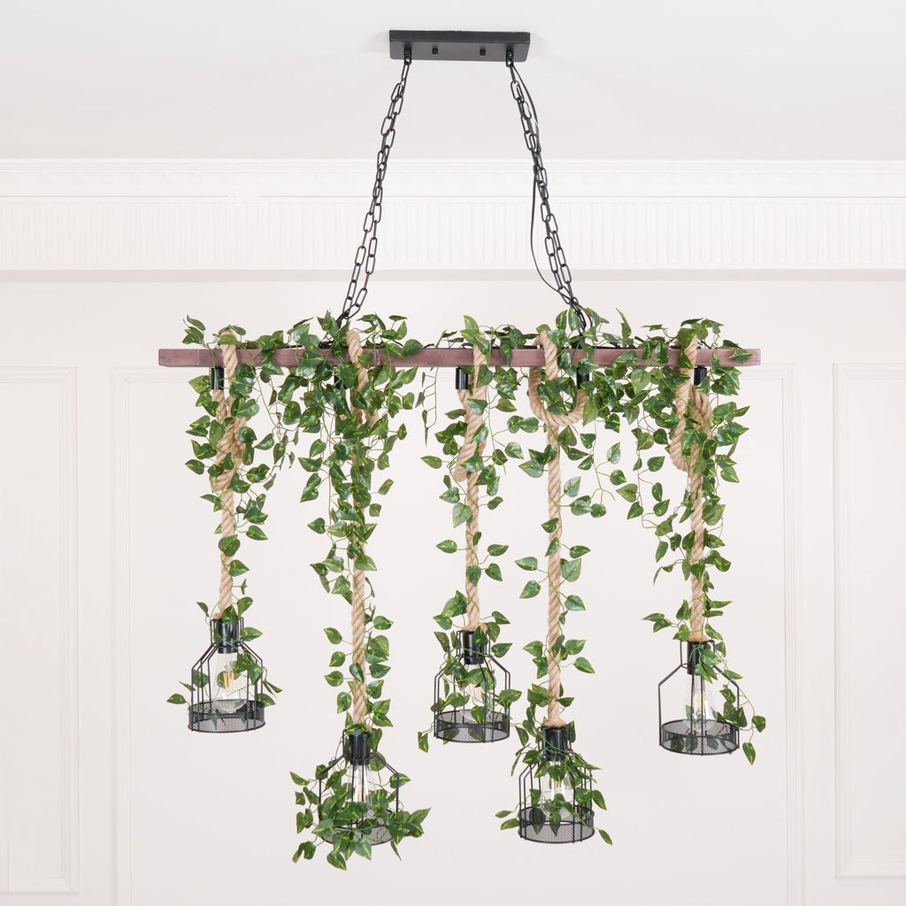 Lustra Chandelier Rustique Poutre Corde Cage Confortable - Neutralighting