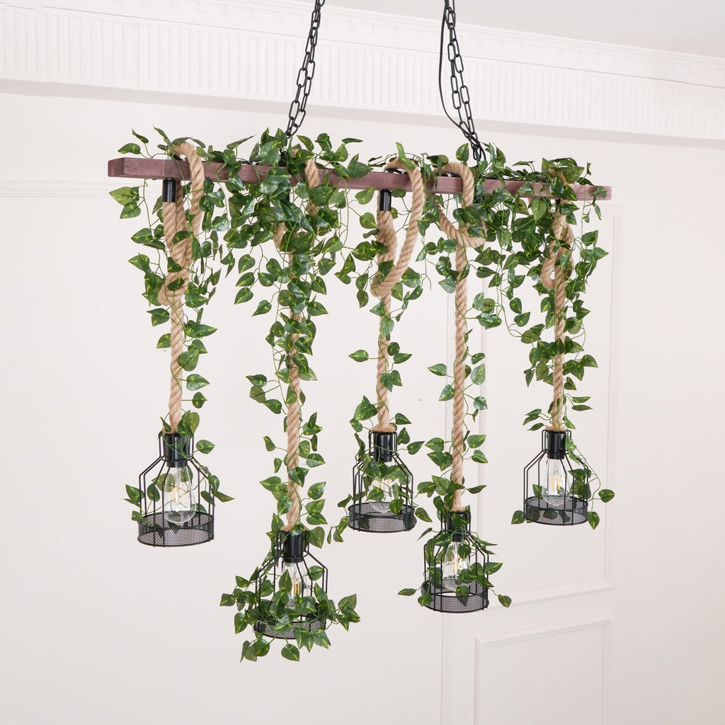 Lustra Chandelier Rustique Poutre Corde Cage Confortable - Neutralighting