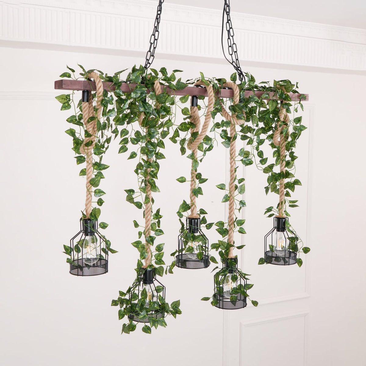 Lustra Chandelier Rustique Poutre Corde Cage Confortable - Neutralighting