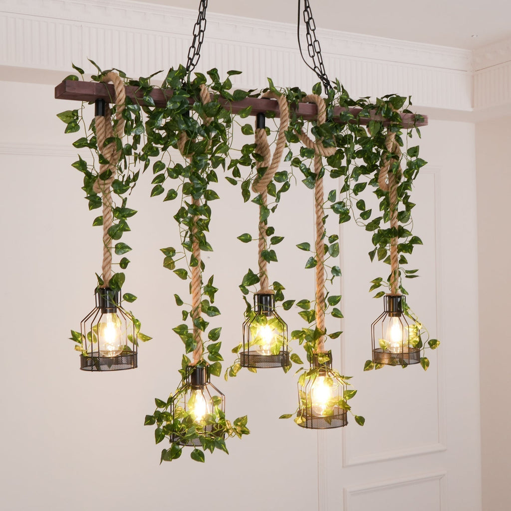 Lustra Chandelier Rustique Poutre Corde Cage Confortable - Neutralighting