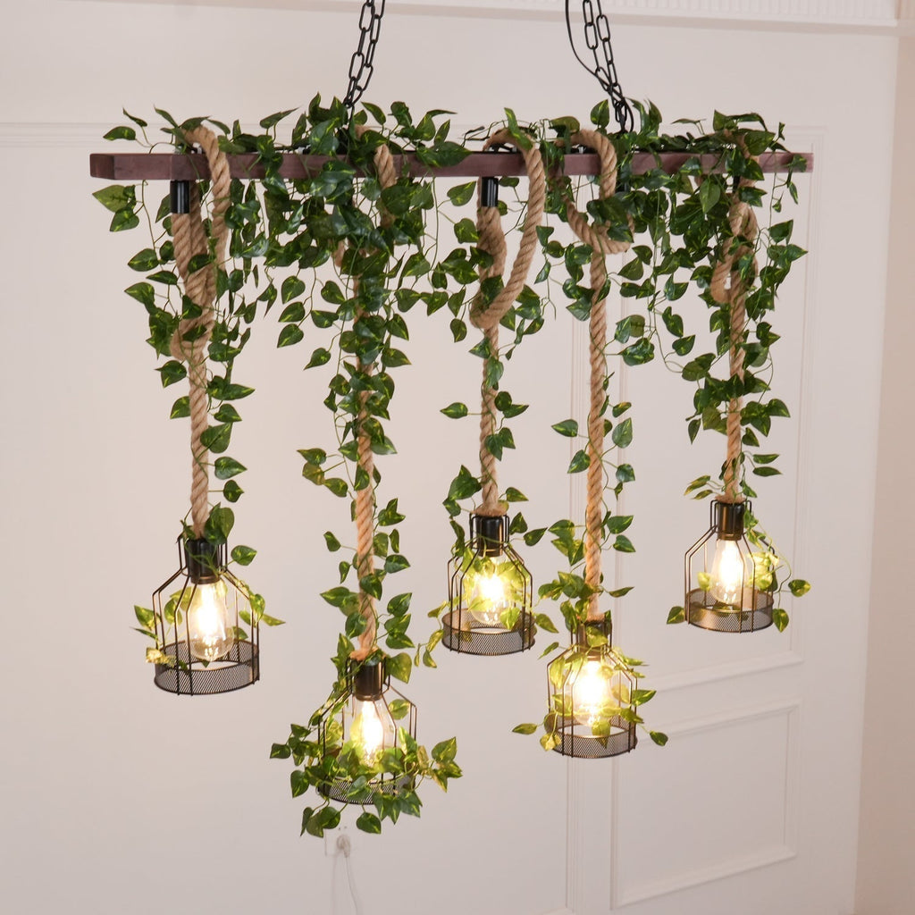 Lustra Chandelier Rustique Poutre Corde Cage Confortable - Neutralighting