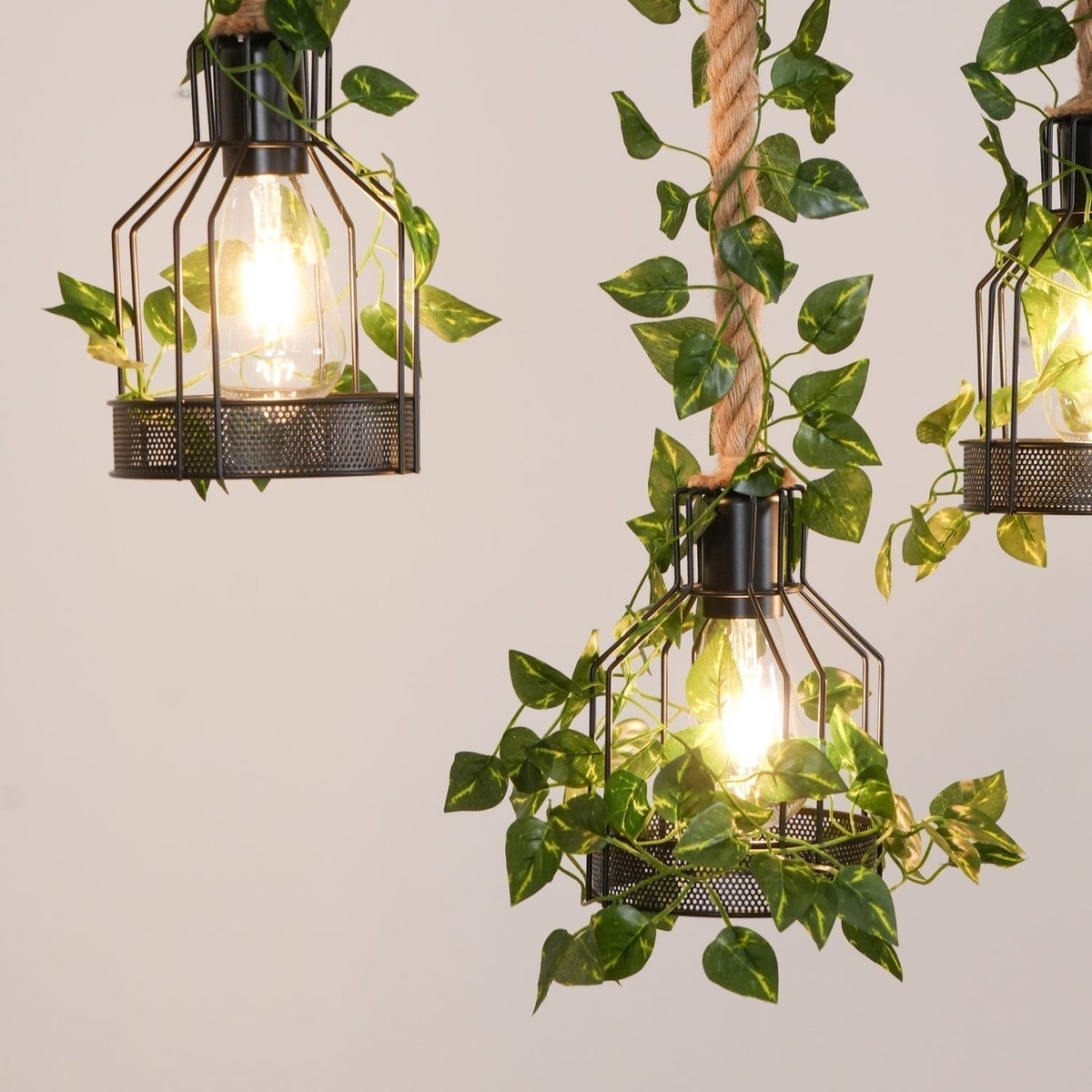 Lustra Chandelier Rustique Poutre Corde Cage Confortable - Neutralighting