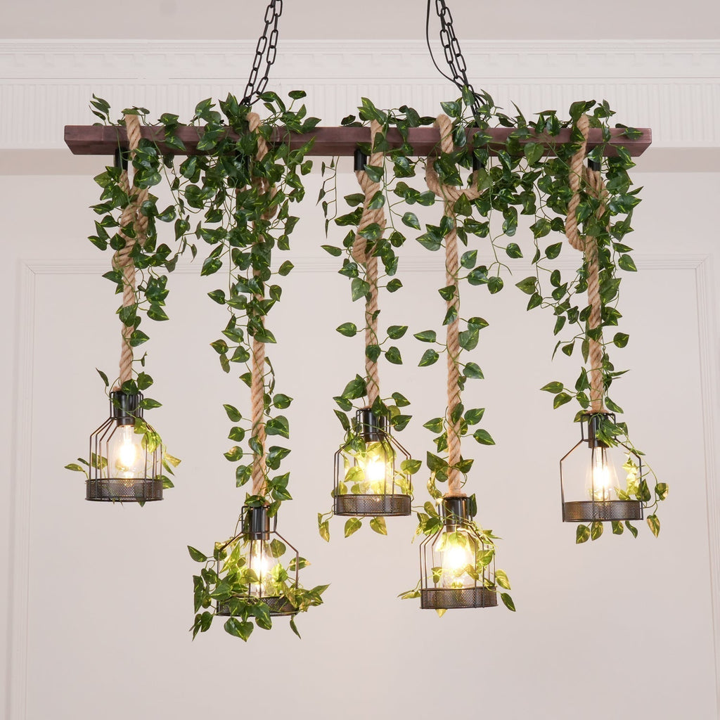 Lustra Chandelier Rustique Poutre Corde Cage Confortable - Neutralighting