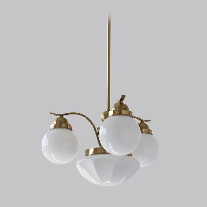 Lustra Chandelier Rétro Chic Globe en Verre Blanc - Neutralighting