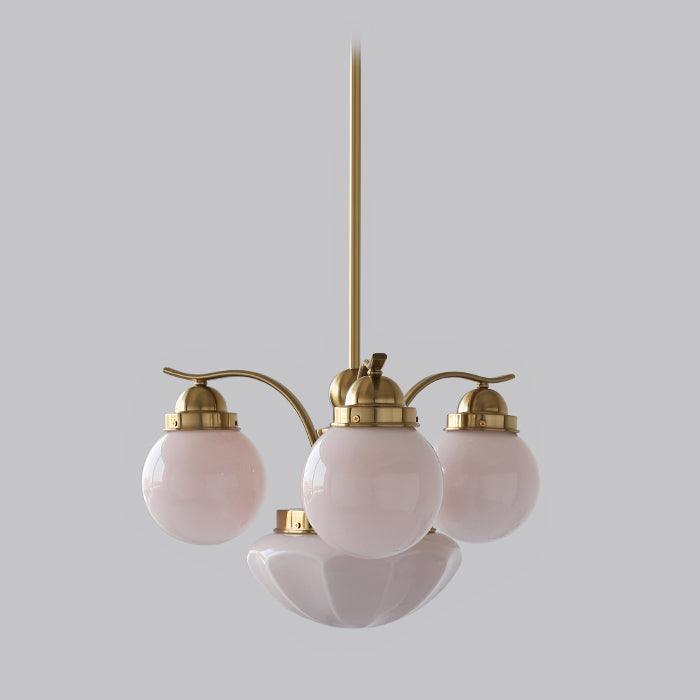 Lustra Chandelier Rétro Chic Globe en Verre Blanc - Neutralighting